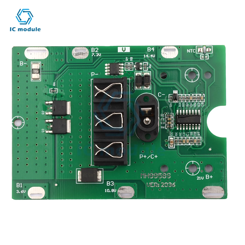 BMS 5S 20A 21V 18650 akumulator litowo-jonowy płyta ochronna ładowania z zabezpieczeniem temperaturowym dla elektronarzędzia
