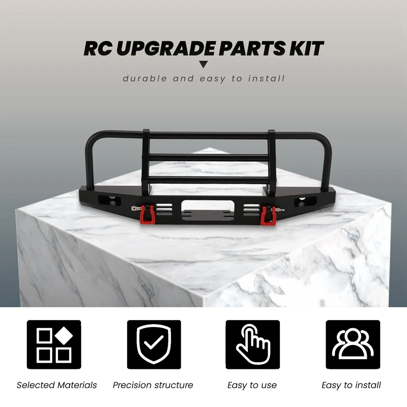 RC Car Metal Front Bumper with Led Light and Rear Bumper for 1/10 RC Crawler TRX-4 TRX-4 Axial SCX10 Upgrade Parts