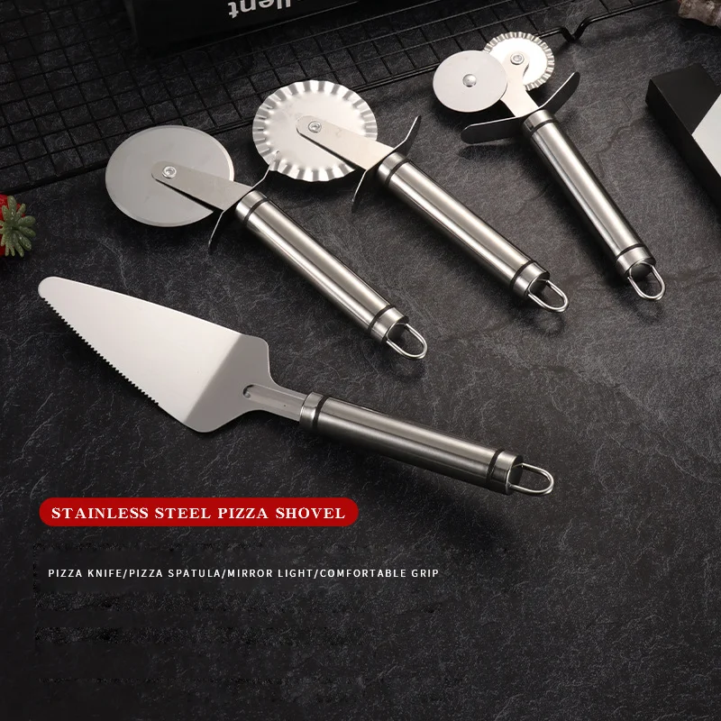 Stainless steel pizza cutter Pastry roller cutter Round knife pizza shovel Cake shovel baking utensils Kitchen accessories