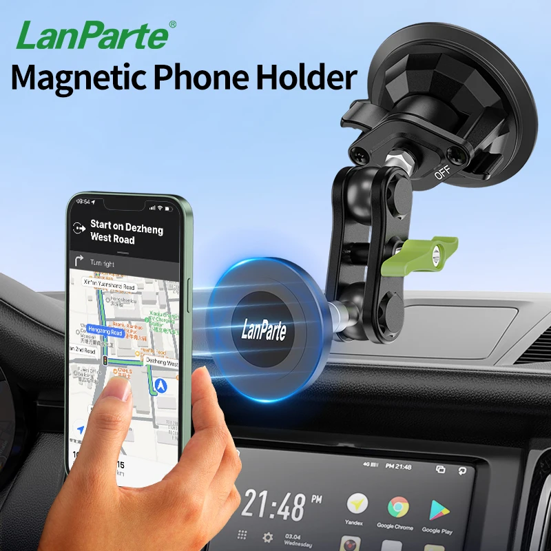 

LanParte Magnetic Phone Holder in Car 360 Degree Adjustable Metal Stand Magnet Cellphone Bracket with Dashboard Suction Mount