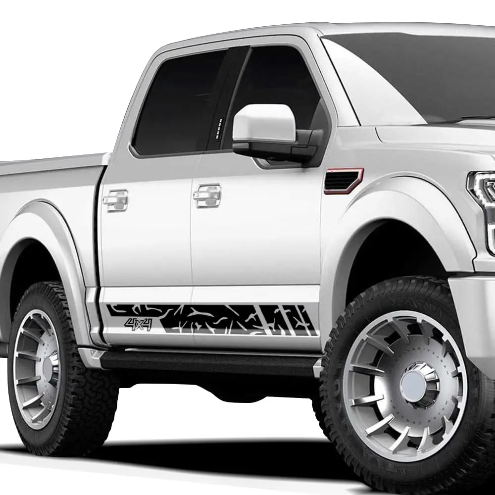 

2PCS Decal Sticker 4X4 Stripe kit Graphics Rocker Panel Decals Side Stripes Compatible with Ford F150 2015-Present