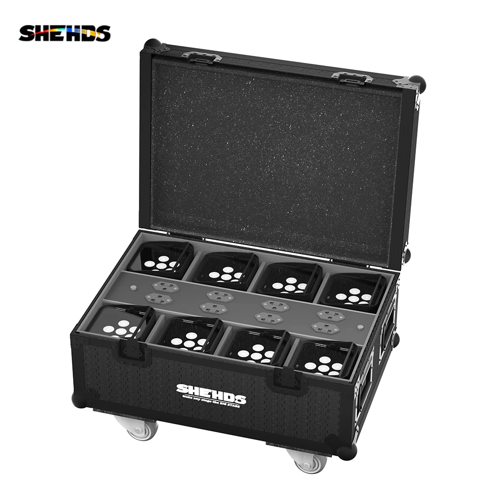 shehds flight case de controle remoto sem fio led par bateria incluida plugue interno sem luz 6in 8in 10in 6x 18w 01