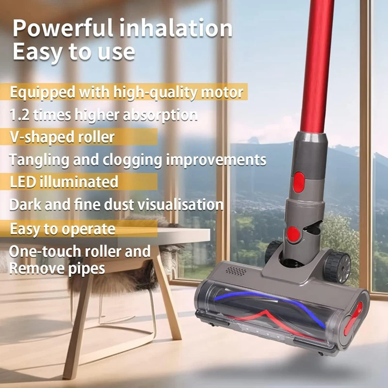 Brosse pour aspirateur Dyson V7 V8 V10 V11 V15, pièces de tête de brosse interchangeables avec lumières LED pour sols durs et tapis