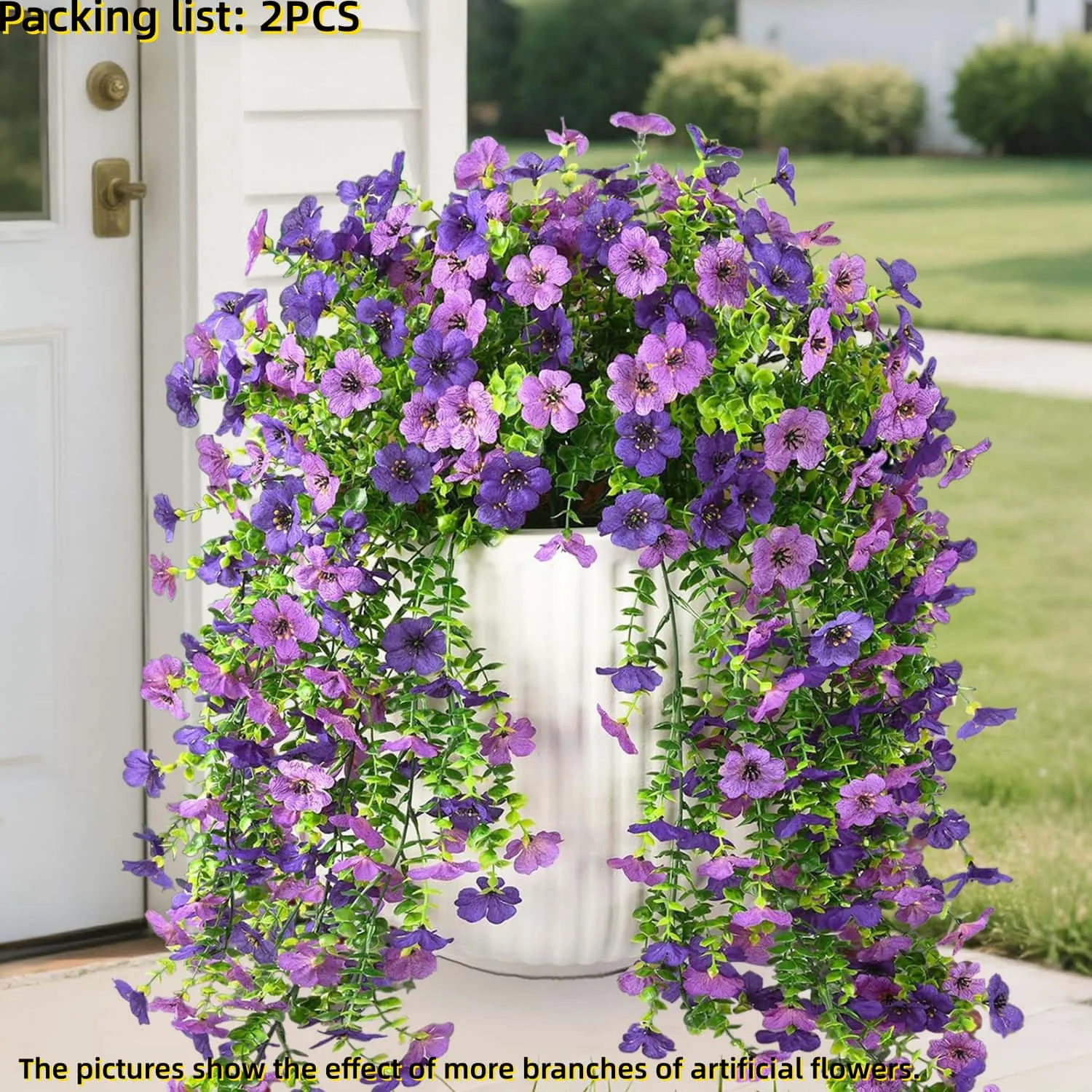 2 stuks UV-bestendig gemengde kleur hangende kunstbloemen planten realistische zijdeachtige lente zomer buiten decor voor thuis patio tuin