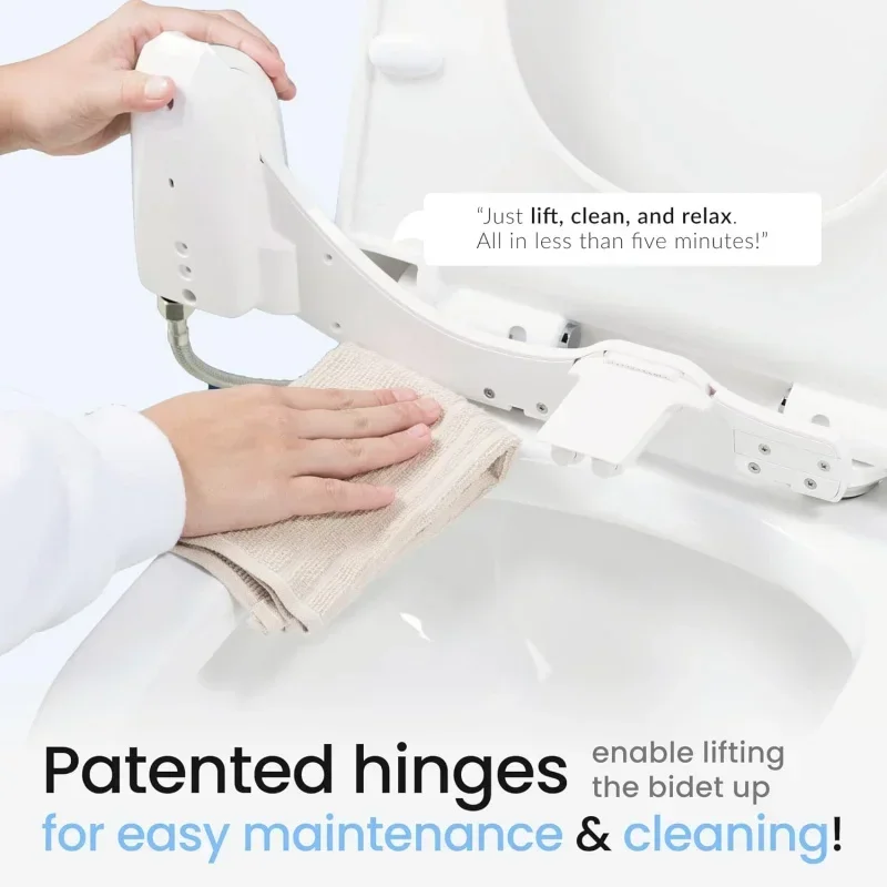 Bidet NEO 185 Plus - Only Patented Bidet Attachment Toilet, Innovative Hinges to Clean, Slide-in Easy Install, Adv