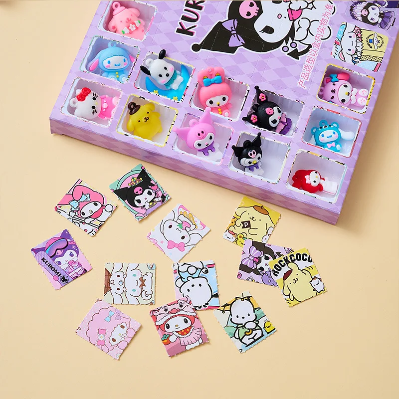 Sanrio Hello Kitty Eggy Party Lotso 36Pcs Blind Box Anime Figure Hole Outfit Surprise Box Kids Diy Pendant Scratcher Toy Gifts