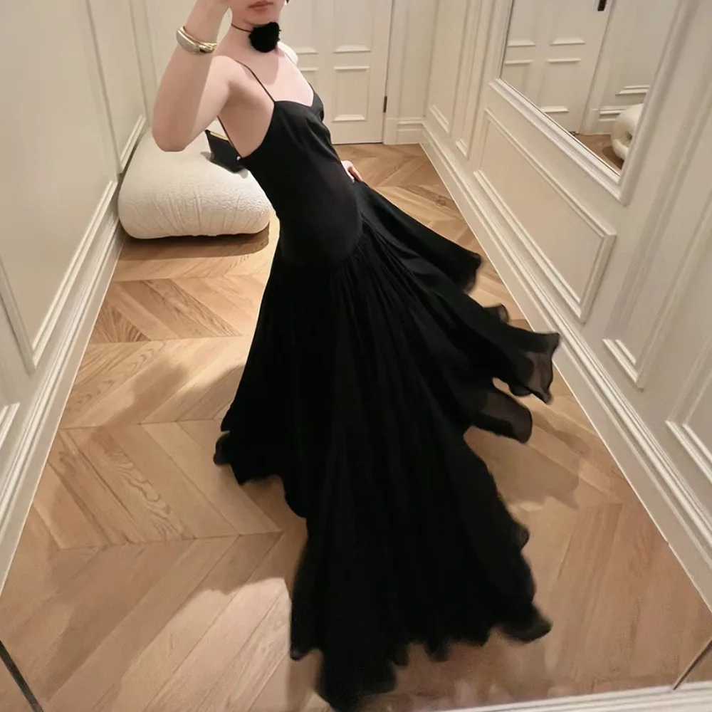 2024 Women's Clothing Fashion splicing sling pleated floor-length dress Spring Summer New No.061