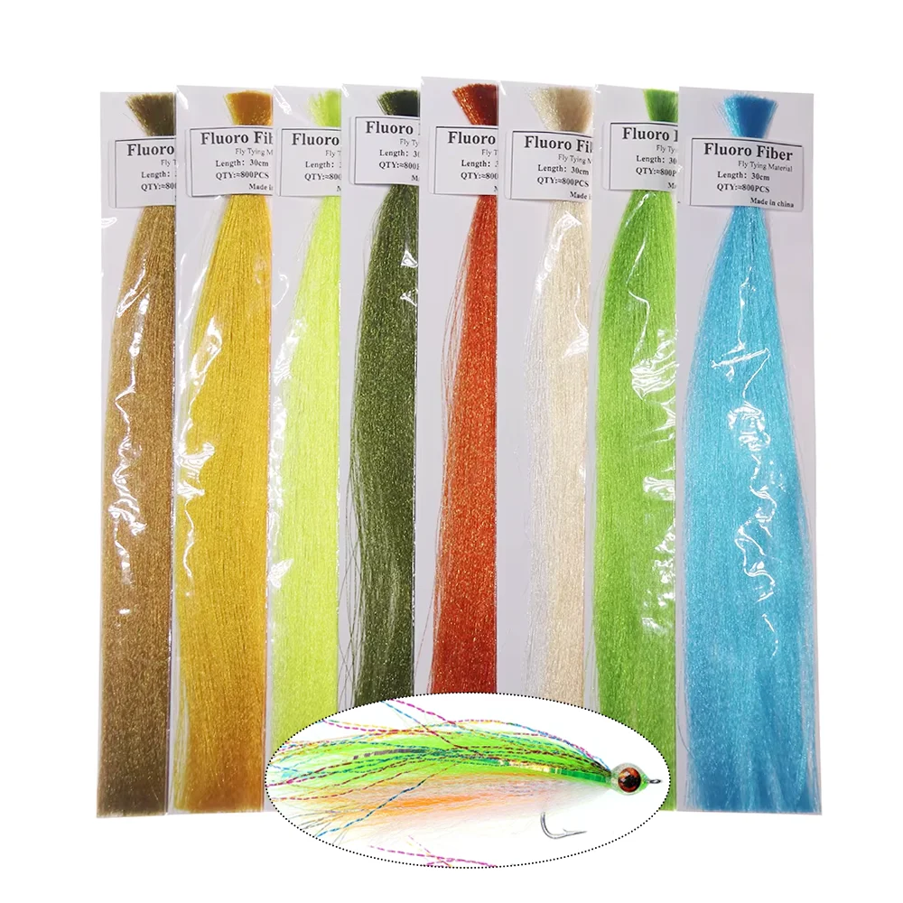 1pack/8packs Fluoro Fiber Flash Synthetic Fiber Fly Tying Material for  Streamers Minnow Tube Flies Pike Musky Fishing Lures