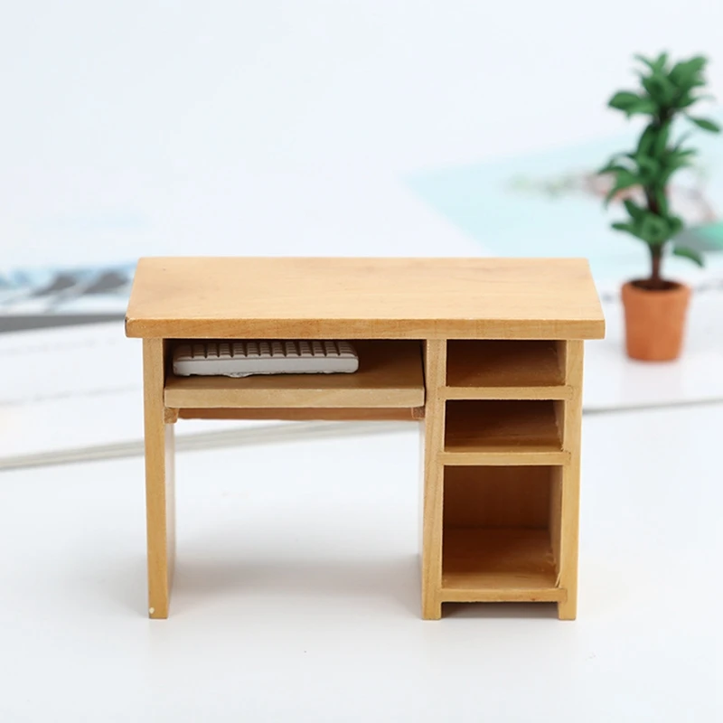 1:12 Miniature Dollhouse Small Computer Desk Furniture Model With Mouse And Keyboard Models Dollhouse Accessories