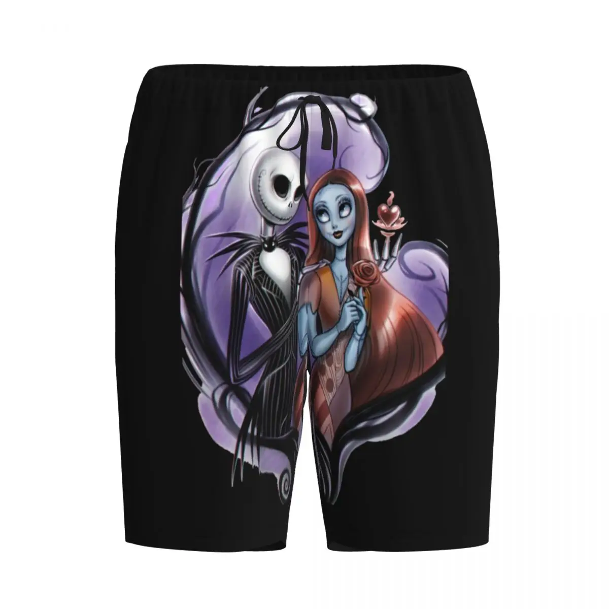 Custom Nightmare Before Christmas Pajama Shorts Jack Skellington And Sally Sleepwear Bottom Stretch Sleep Short Pjs with Pockets