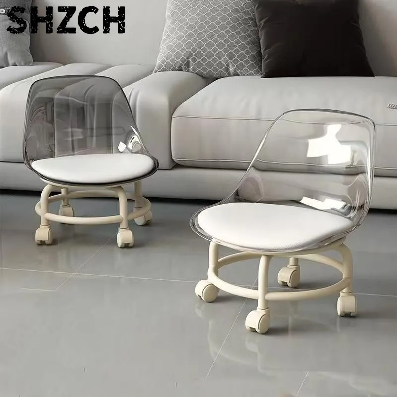 Joylive Acrylic Stool Silent Universal Wheel Transparent Internet-Famous Small Wheeled Household Low Stool Grout Tool Stool
