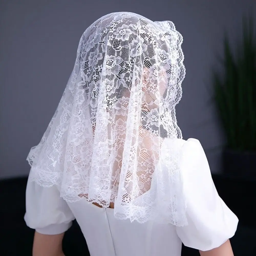 زهرة مطرزة الحجاب مصلى النمط الاسباني رومانسية الزفاف الدانتيل الحجاب الدانتيل حافة التقليدية خمر الدانتيل غطاء الرأس