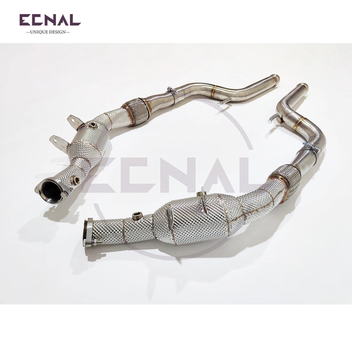 

Ecnal Exhaust Downpipe for Mercedes Benz W222 S500 4.7T Exhaust Pipe with Heat Shield SS304 Car Sport Exhaust System