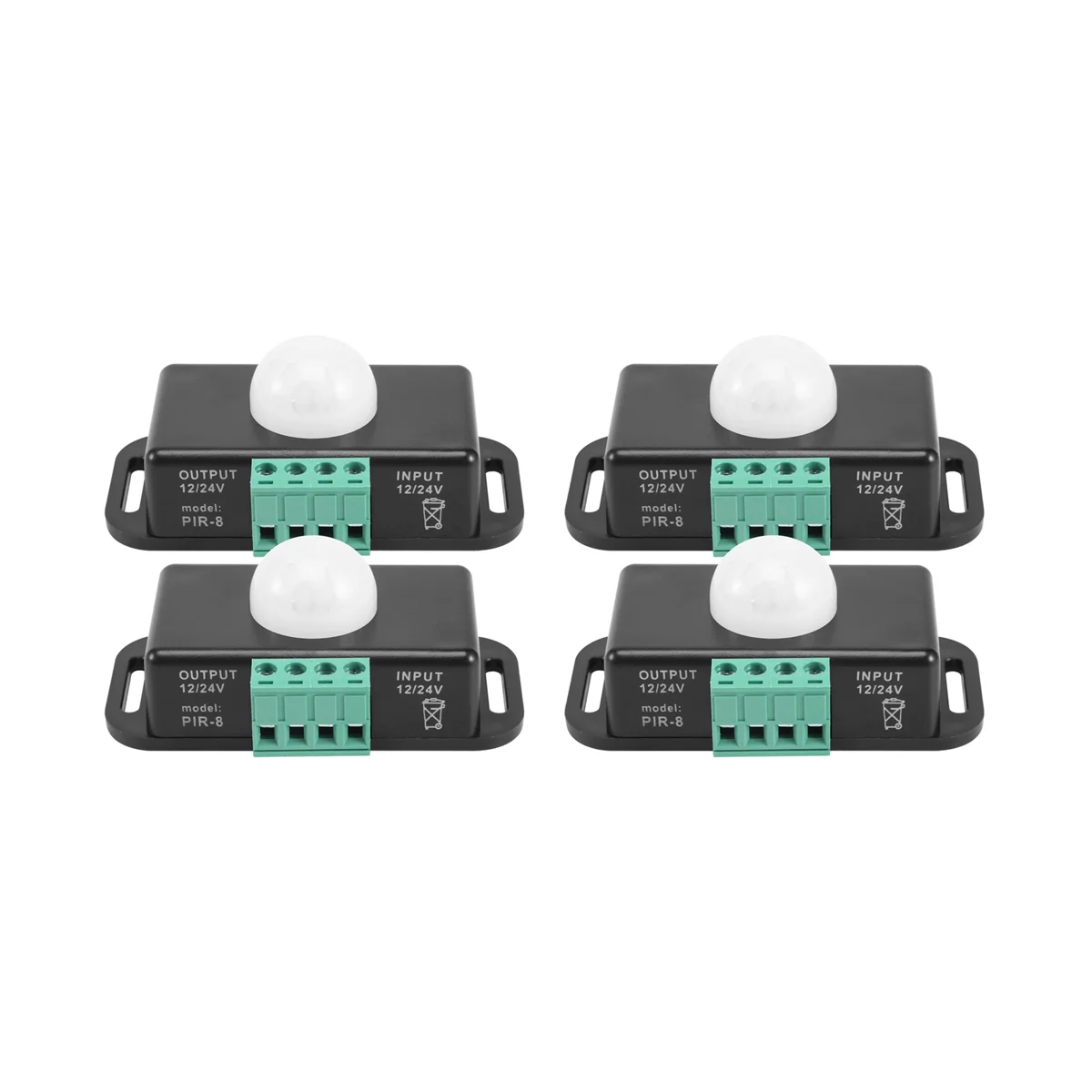 مفتاح مستشعر الحركة ABGR، وحدة تحكم بمستشعر PIR 12 فولت 24 فولت لشرائط LED المرنة، 4 عبوات