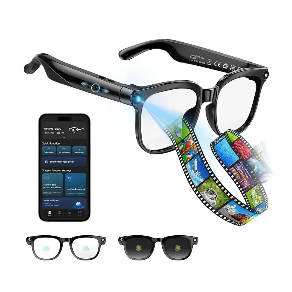 

Ailexpress-Free Shipping-Smart Glasses with Camera and Bluetooth - AI Glasses for Men Anti-Shake Real-Time Translation Object Re