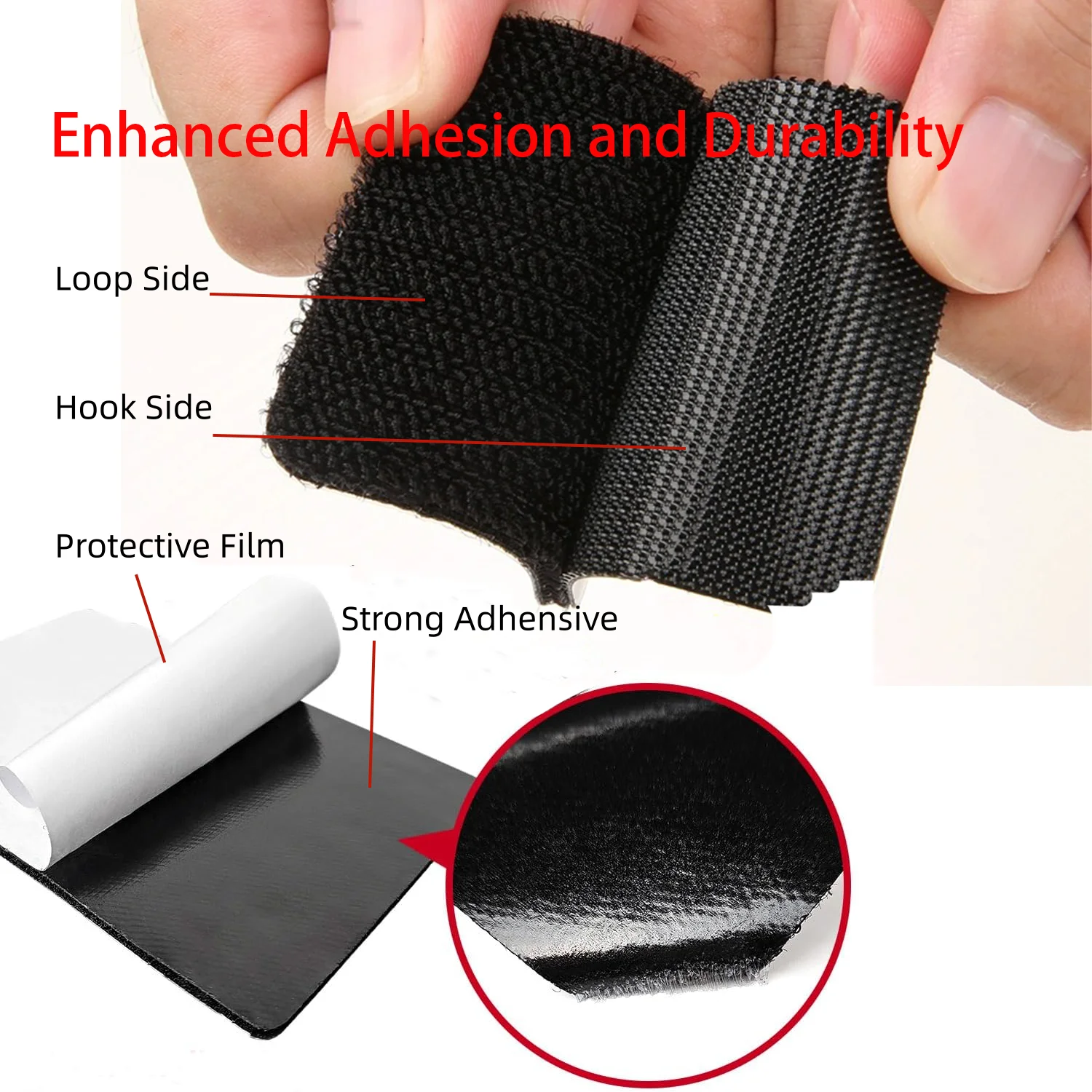 50pcs Anti-Skid Grip Tape Nylon Hook and Loop Strips with Adhesive Car Interlocking Sewing Crafting Carpet Fixing Wall Sticker