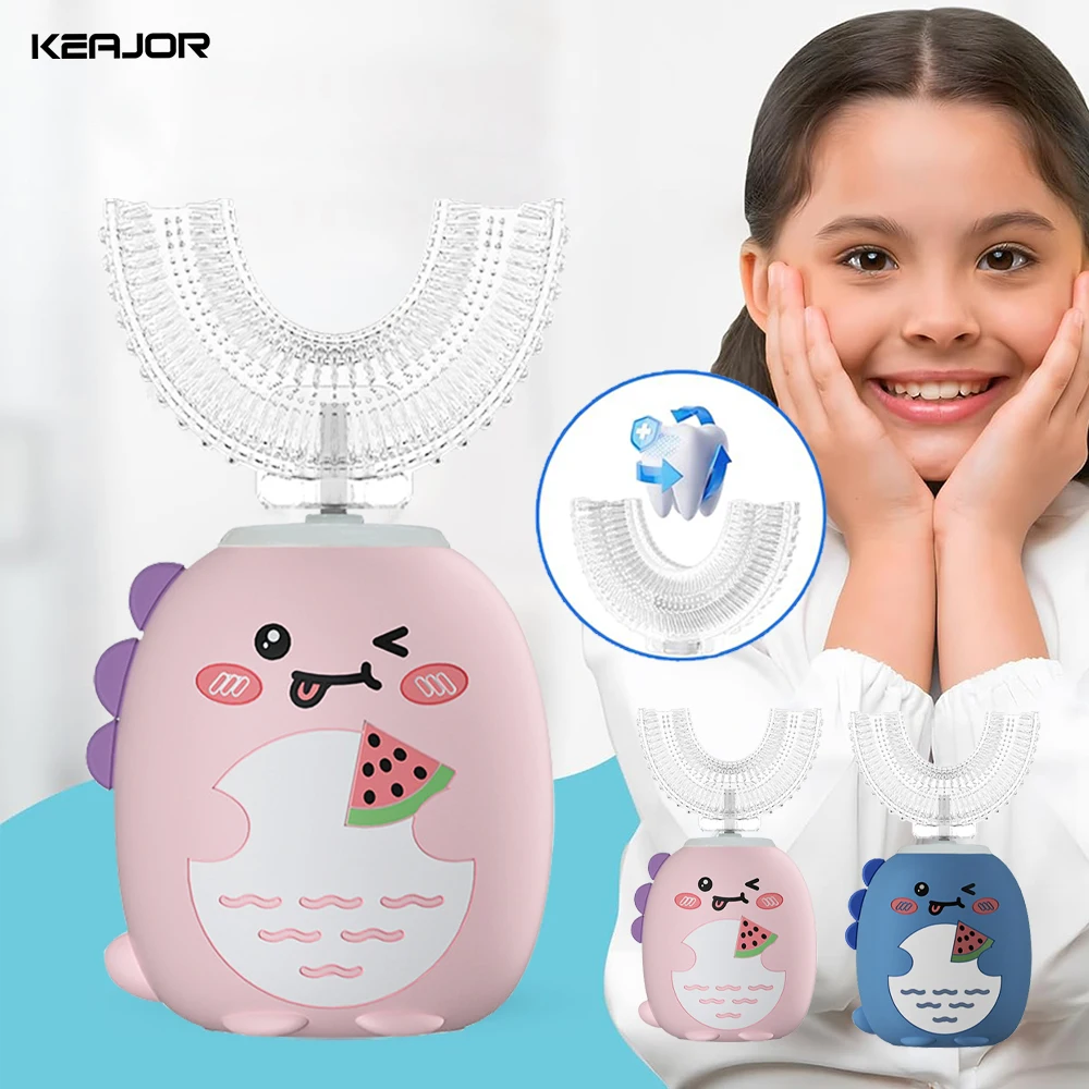 

Children U-shaped Electric Toothbrush Rechargeable 360 Degree Cleaning Silicone Automatic Sonic Toothbrush For Kids Oral Care