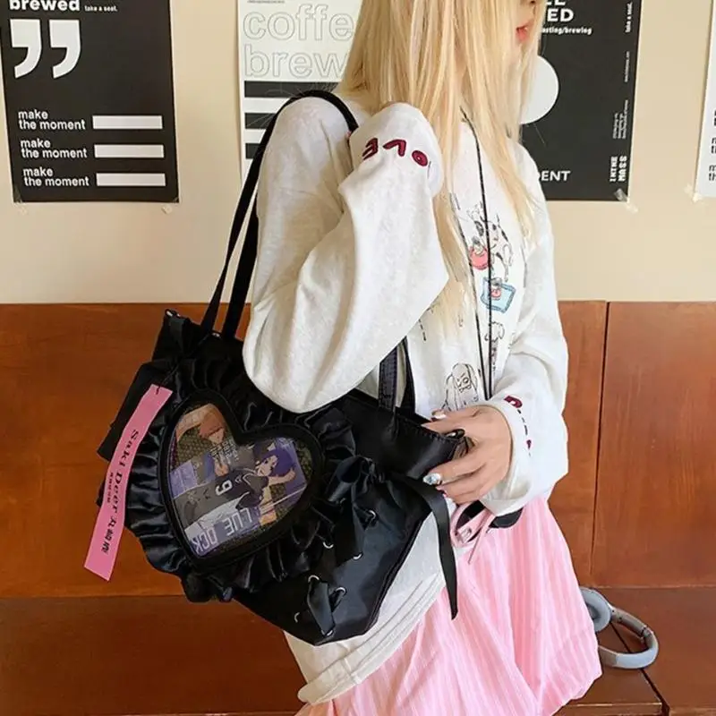 Y3NE Sweet Bows Crossbody Bag Japanese Styles Itabag Heart Shoulder Bag School Bag