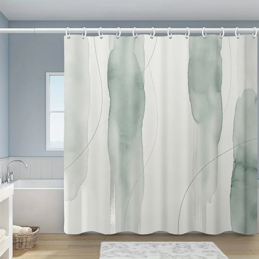 

Elegant Modern Abstract Watercolor Bathroom Shower Curtain Waterproof Polyester Spa Design Home Decor Linens