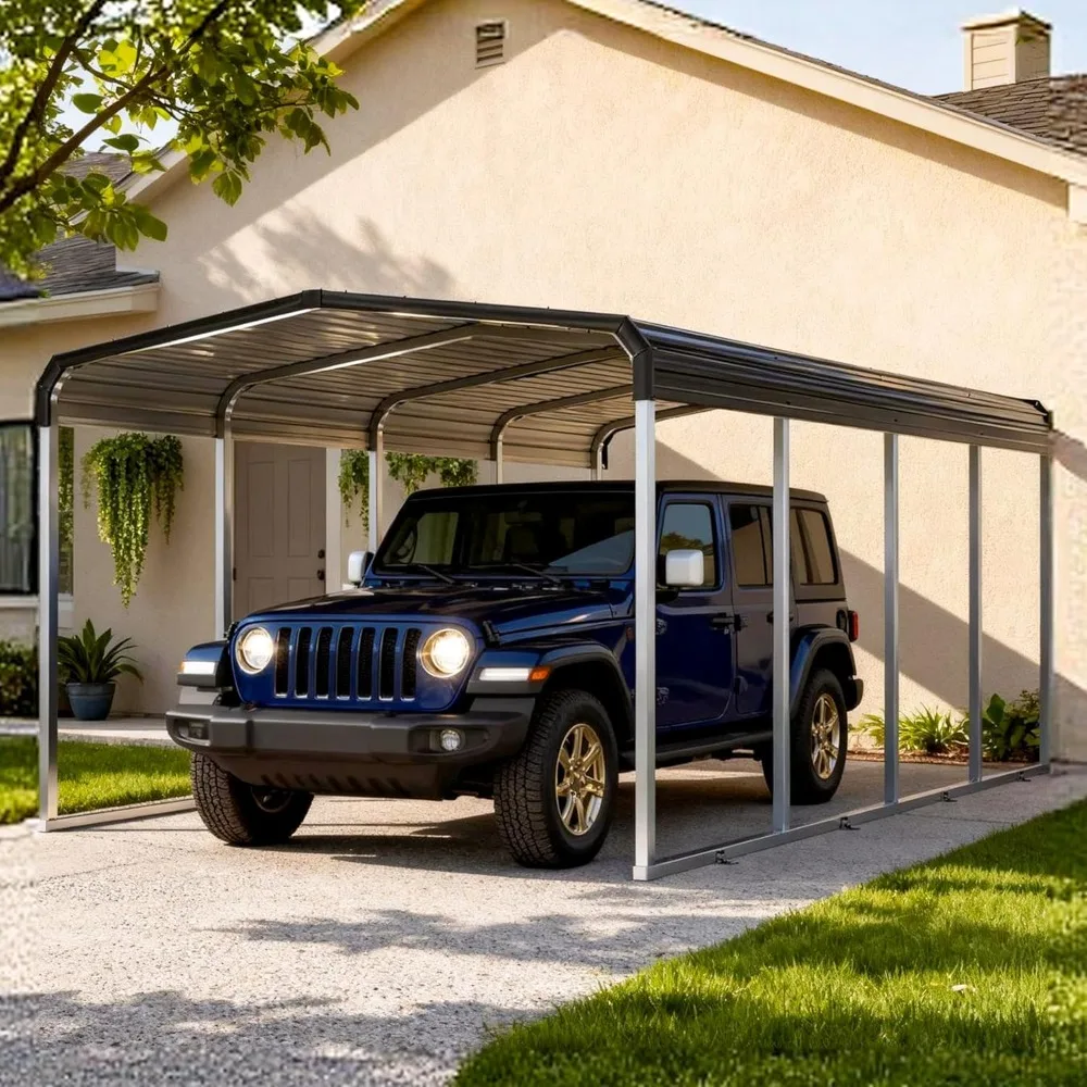 

12x20 Ft Heavy-duty Metal Carport with Galvanized Steel Roof and Metal Carport Kit, Multi-functional Extra-large Car Shelter