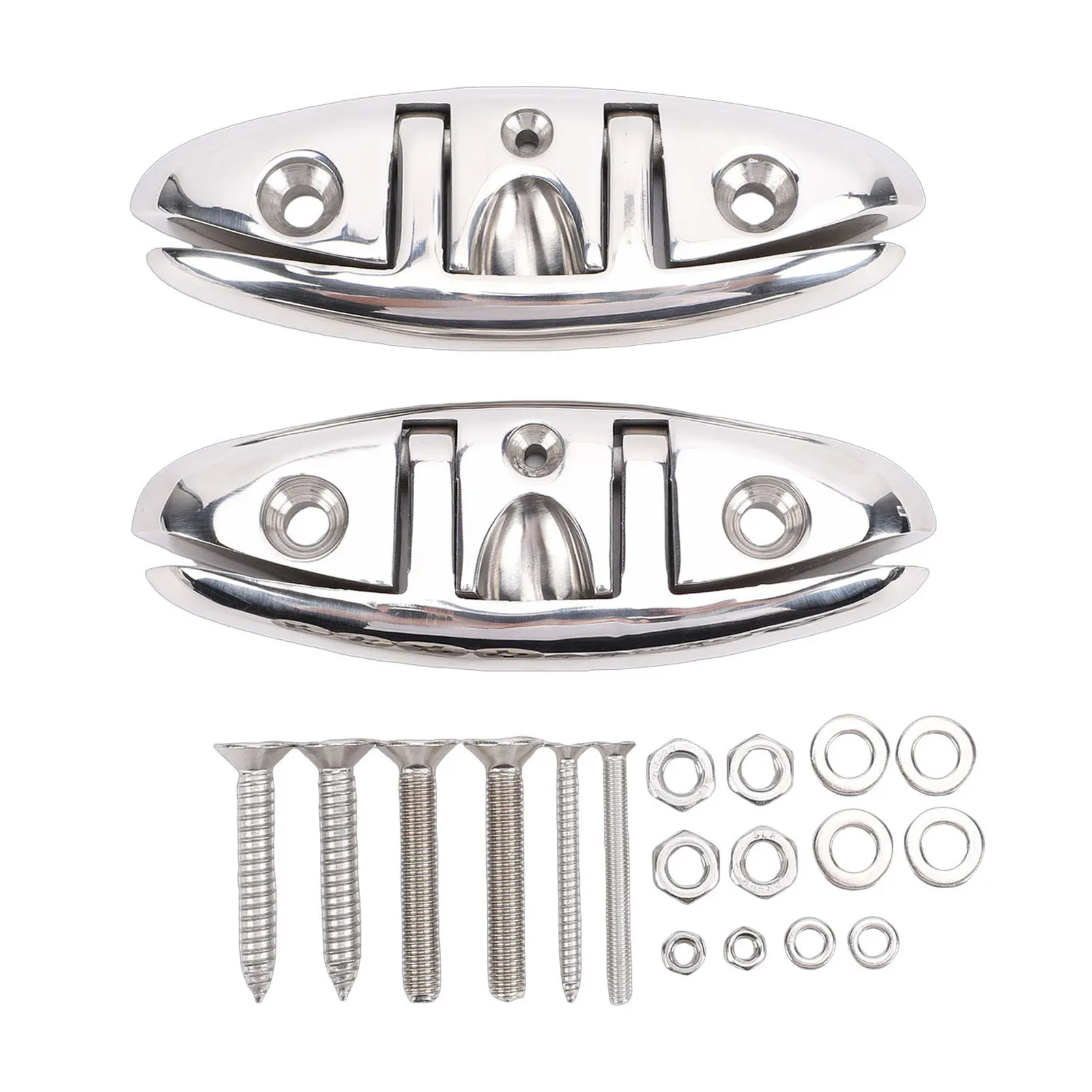 2 Sets Boat Folding Cleat 316 Stainless Steel Flip Up Dock Cleats for Kayak Yacht Pontoon Boats Marine Hardware Accessories