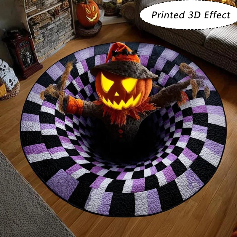 Halloween 3D Optical Illusion Carpet Round Floor Mat Home Decoration Room Rug Entrance Door Mats Living Room Bedroom Rugs Tapete
