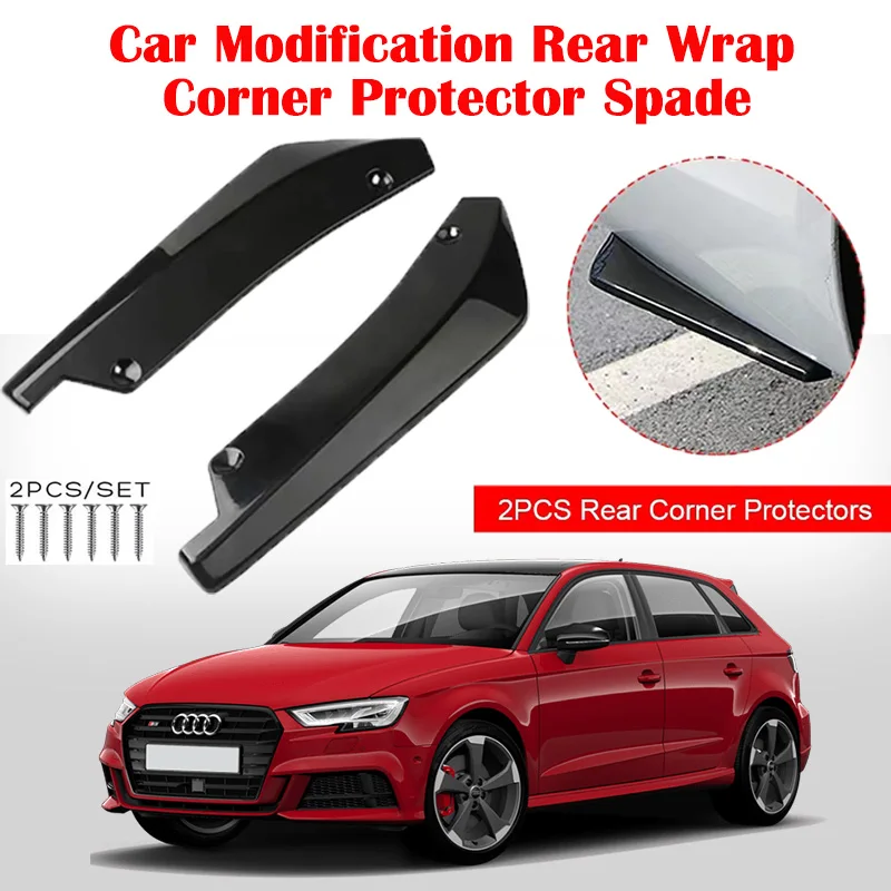 2Pcs Rear Bumper Lip Wrap Angle Diffuser Splitter Canard Spoiler for Audi A3 A4 B6 B8 B7 B5 B9 A6 C5 C6 C7 A5 S3 S4