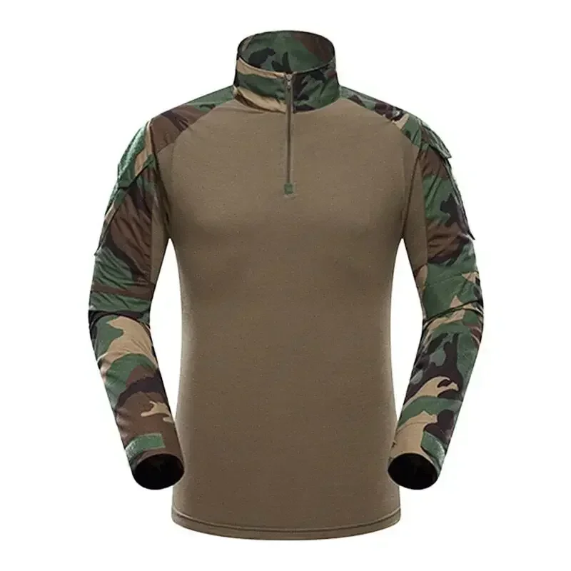 Heren Outdoor Tactisch Wandelen T-Shirt, Militaire Stijl Camouflage Lange Mouw Jacht Wandelkleding, Heren Ademende Sportkleding