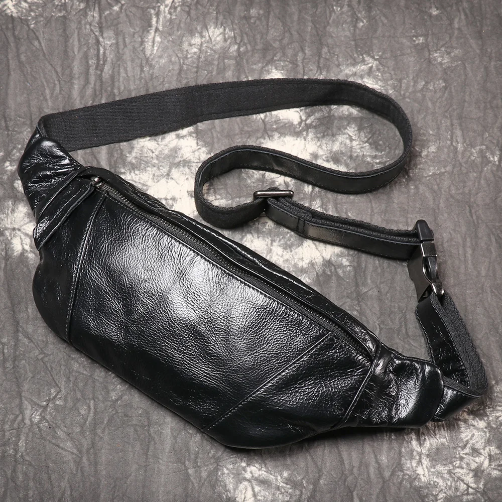 Genuine Leather Chest Bag Top Grain Leather Crossbody Sling Backpack, Casual Travel Shoulder Bag Large Capacity Phone Purse