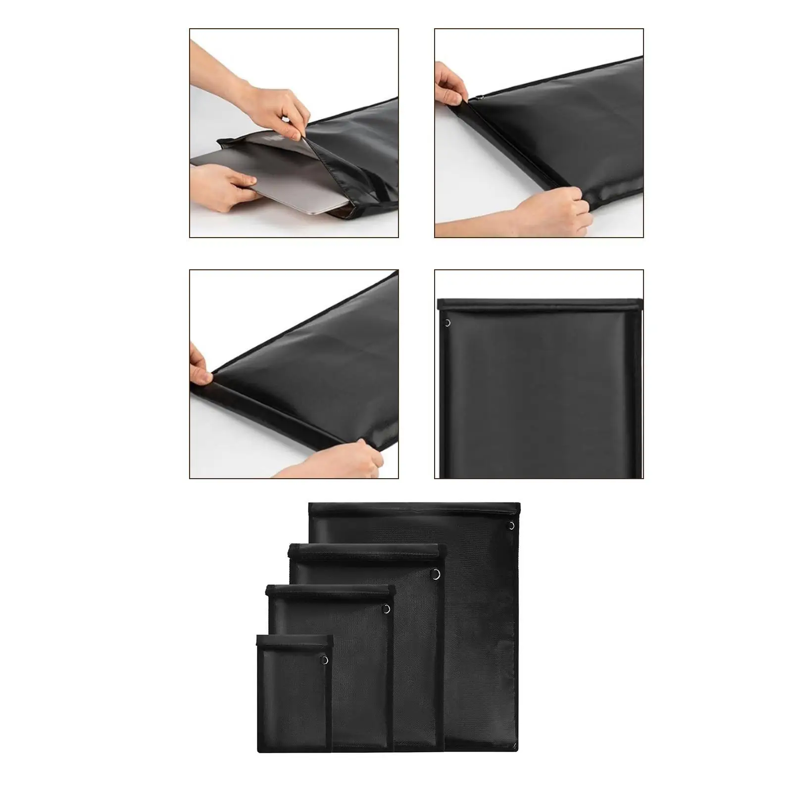 

4 Pieces Faraday Bag Black for Key Cards Waterproof Car Anti Theft Protection