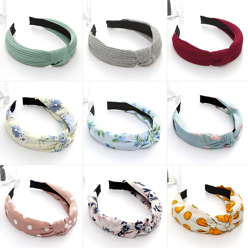 

New Top Knot Hairband for Women Girls Hair Head Hoops Bands Accessories Fabric Floral Print Headband HeadWrap Headwear Headdress