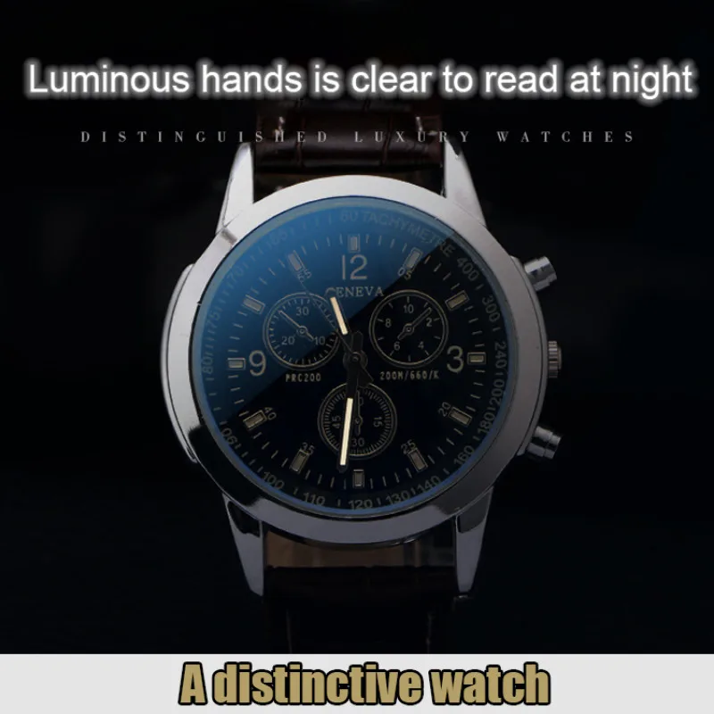 Relógio Quartz de Três Olhos Masculino, Impermeável, Multi Funcional, Moda