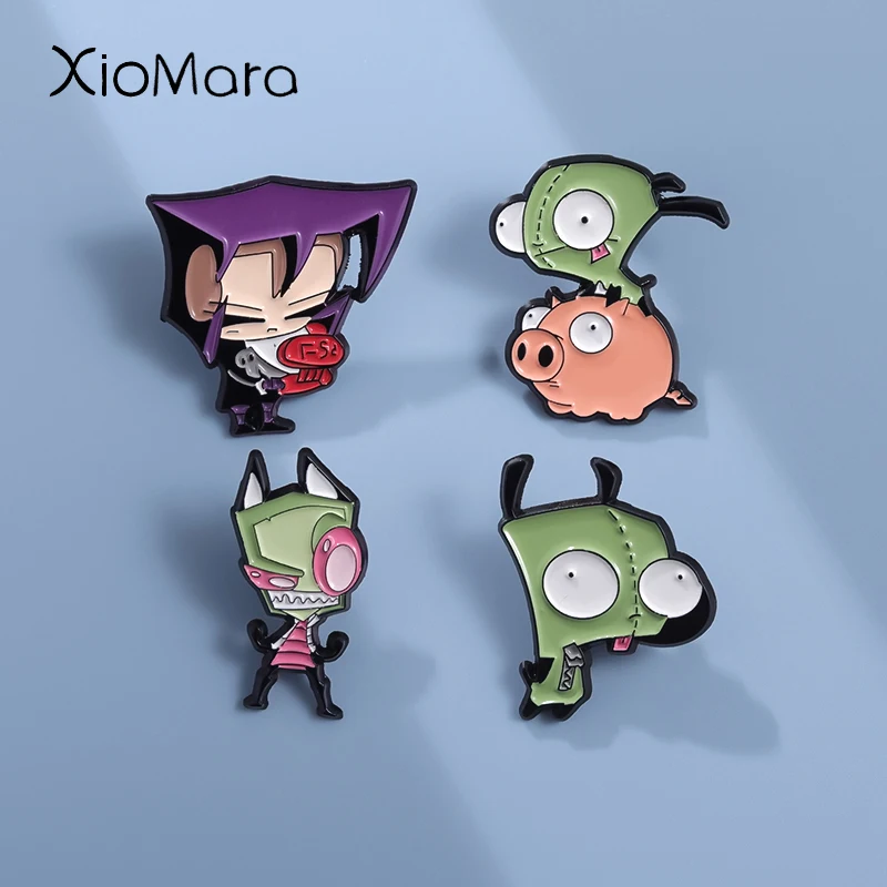 Invader ZIM Brooch Enamel Pins Funny Cartoon Animation Metal Badges Lapel Accessories Jewelry Pin Gift for Kids Wholesale Price