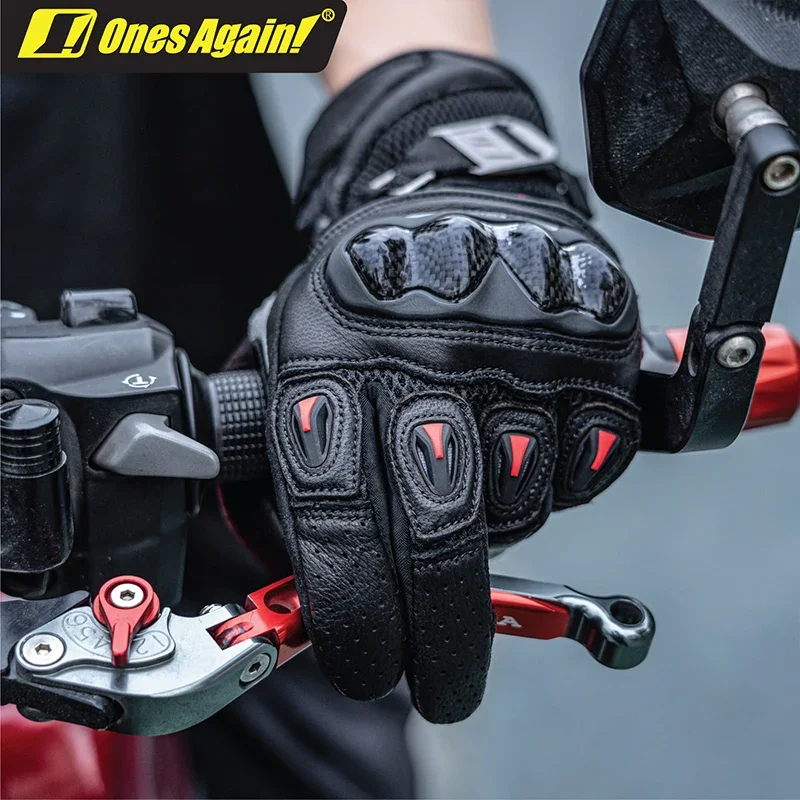 

Four Season Guantes Moto Breathable Touch Screen Carbon Fiber Sheepskin Genuine Leather Motocicleta Motocross Motorcycle Gloves