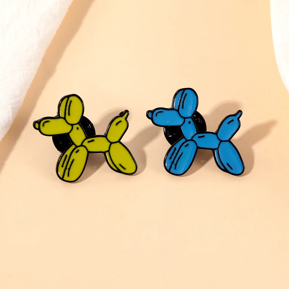 لطيفة بالون الكلب المينا دبابيس الأصفر الأزرق الألوان الحيوان جرو دبابيس معدنية #2