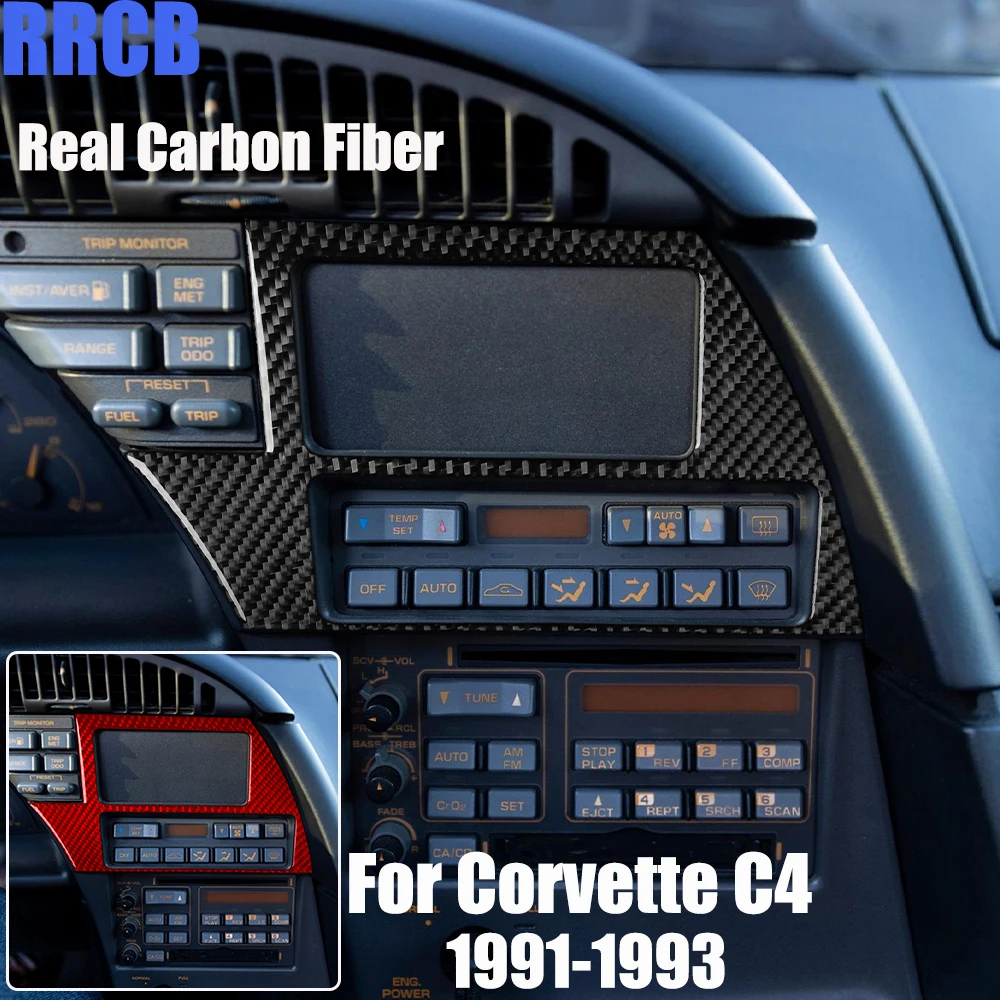 

Настоящее углеродное волокно, автомобильные аксессуары, центральная накладка на экран, мягкая наклейка для Chevrolet Corvette C4 1991 1992 1993