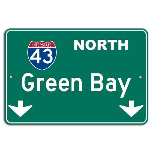 Green Bay North Route - Rustic Green Aluminum Sign-Aluminum