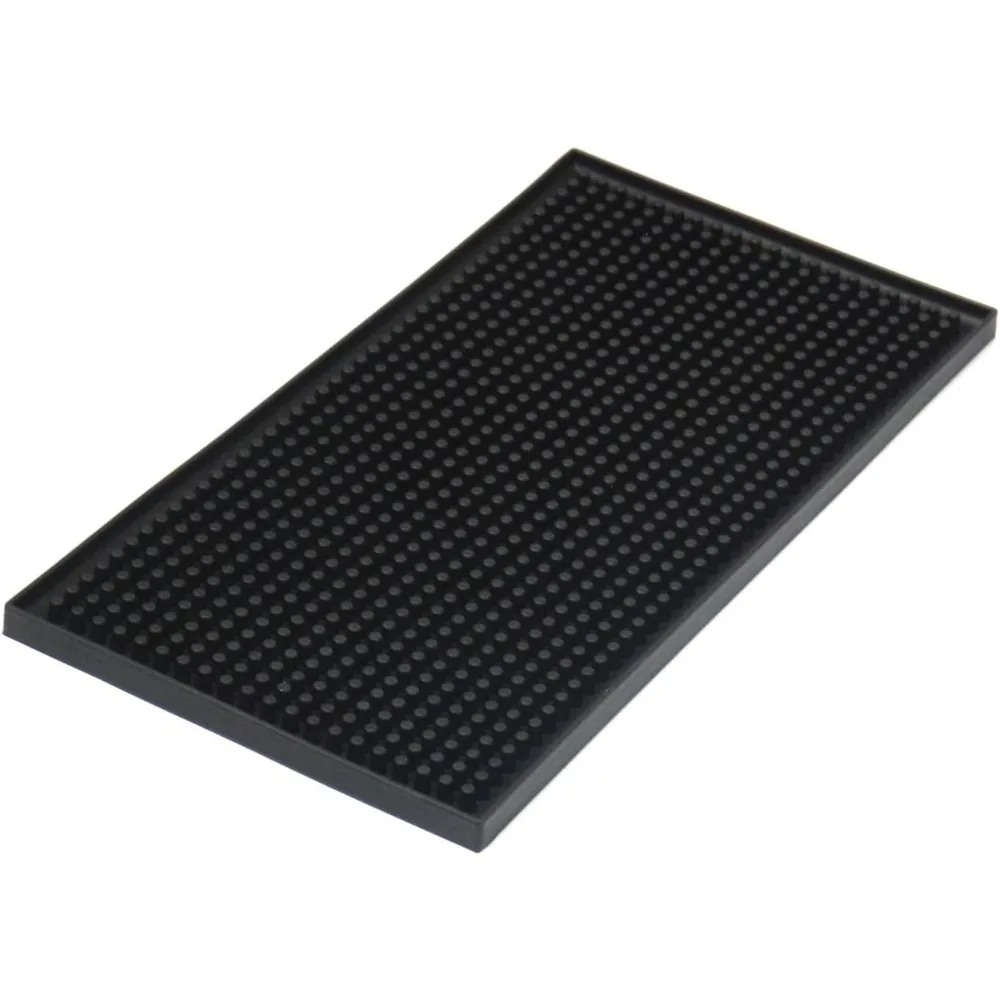 KTV Bar Pad PVC Long Dish Dying Mat Milk Tea,Water Insulation,Rectangular Drain Cup Drainer Mat Black 5.9