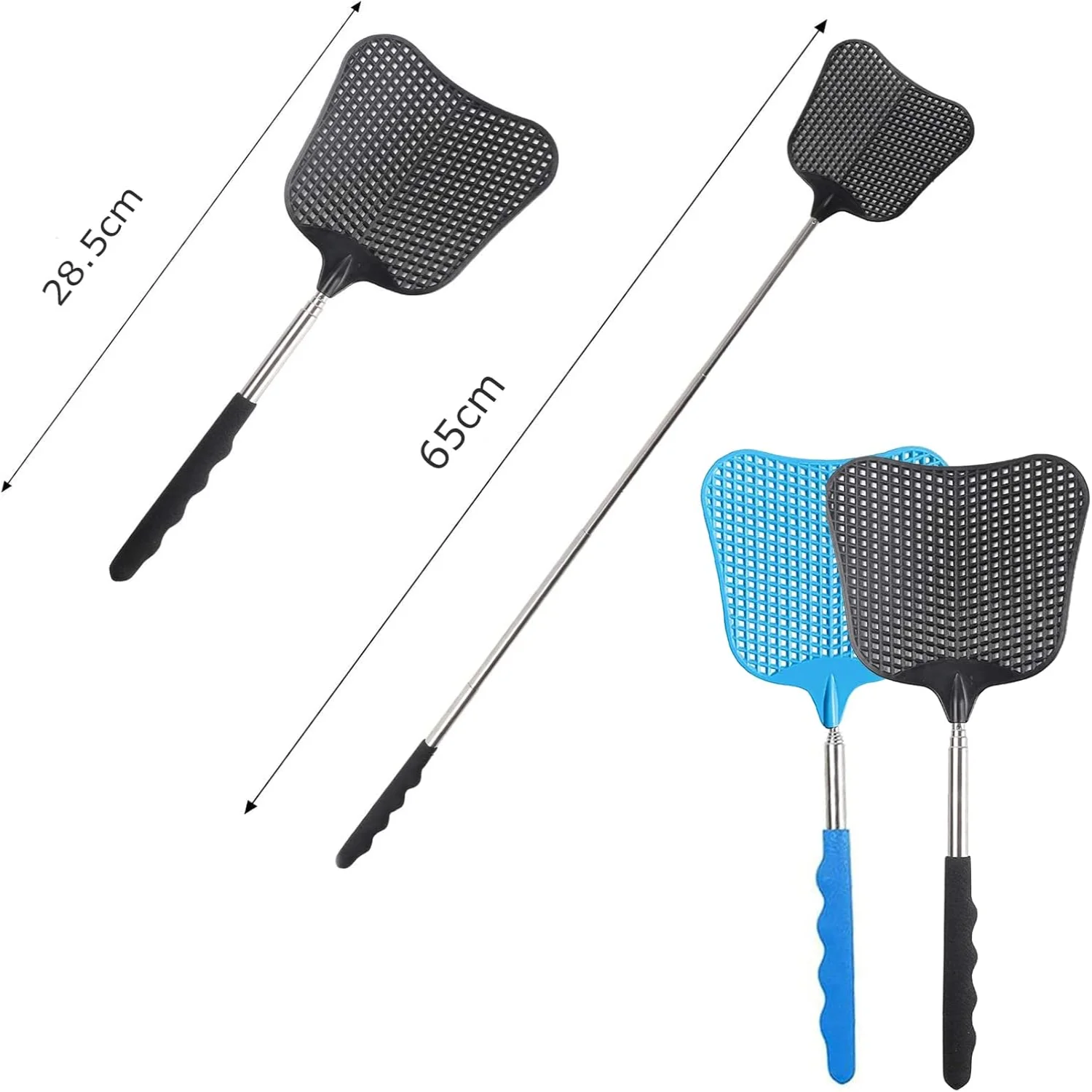 2 Pieces Fly Swatter, Extendable Fly Swatter Lightweight Manual Swat Pest Control, Adjustable Length 26 to 75 , Adjustable Stain