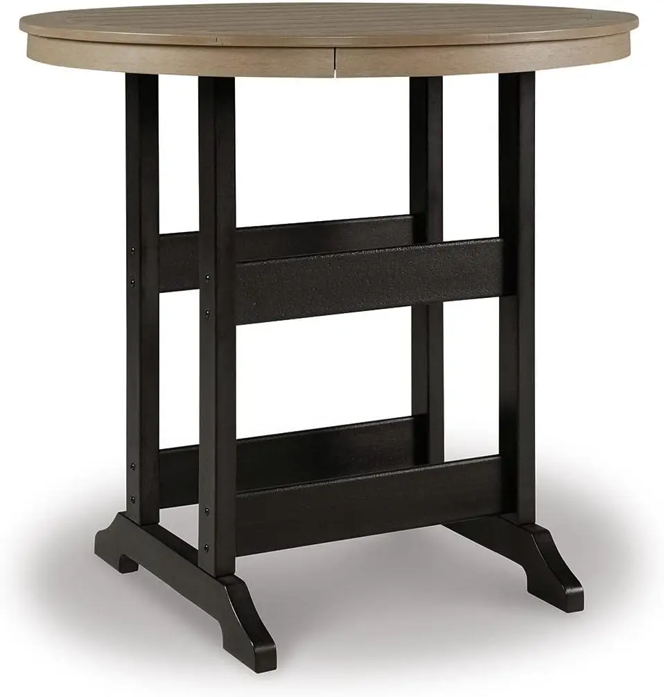 

Signature Design by Ashley Fairen Trail Modern Round Bar Table with Umbrella Option , Black & Brown