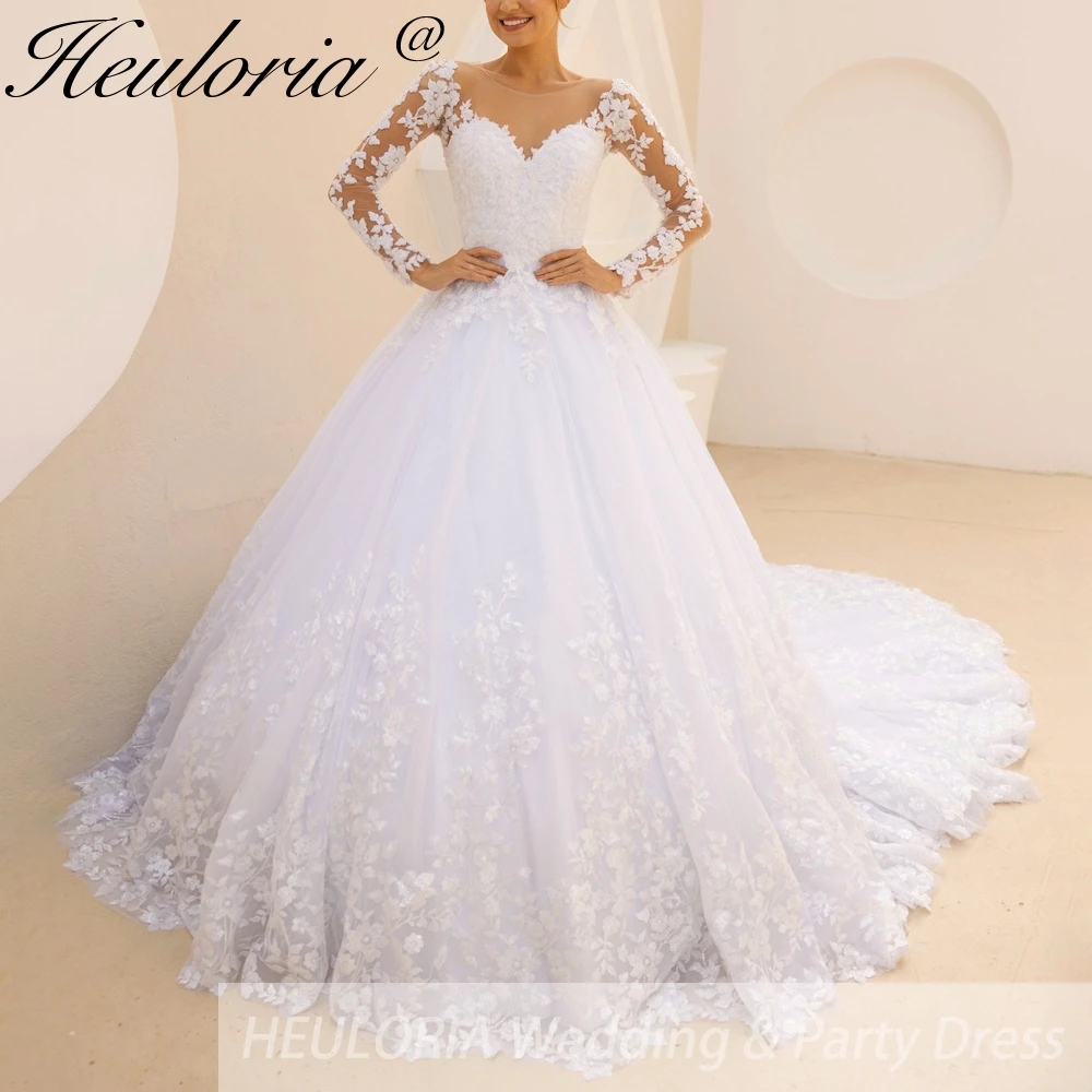 

HEULORIA элегантное бальное платье свадебное платье принцессы с длинными рукавами кружевное платье невесты Robe De Mariee свадебное платье