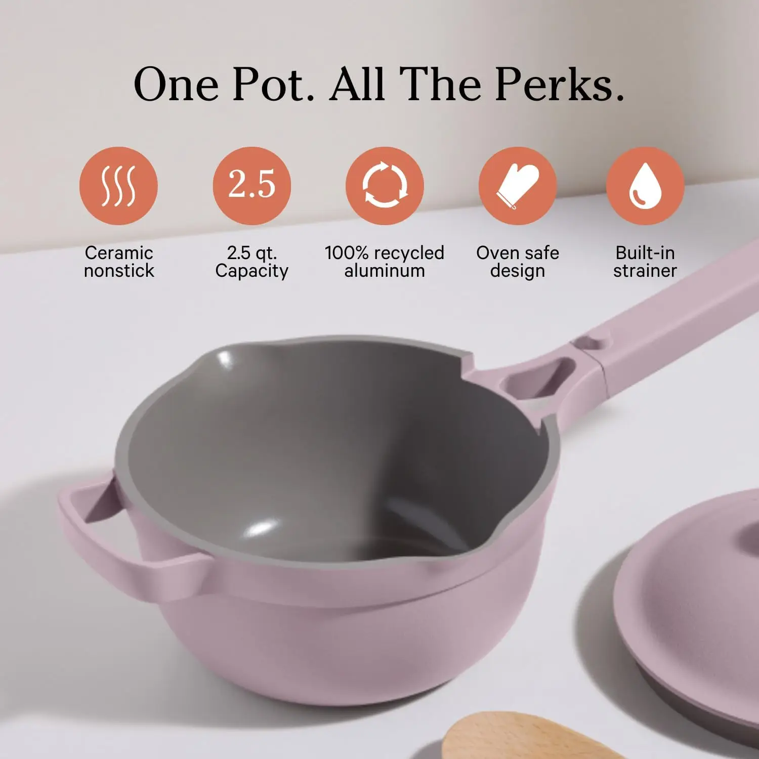 Our Place Perfect Pot Mini Nonstick Ceramic Sauce Pan with Lid Versatile Cookware Stovetop and Oven Steam Bake Braise Lavender