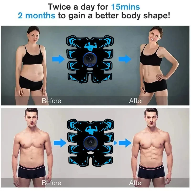 Abs Stimulator Muscle Toner Ab Machine Trainer USB Rechargeable Gear for Abdomen Arm Fitness Strength Training Workout Equipment