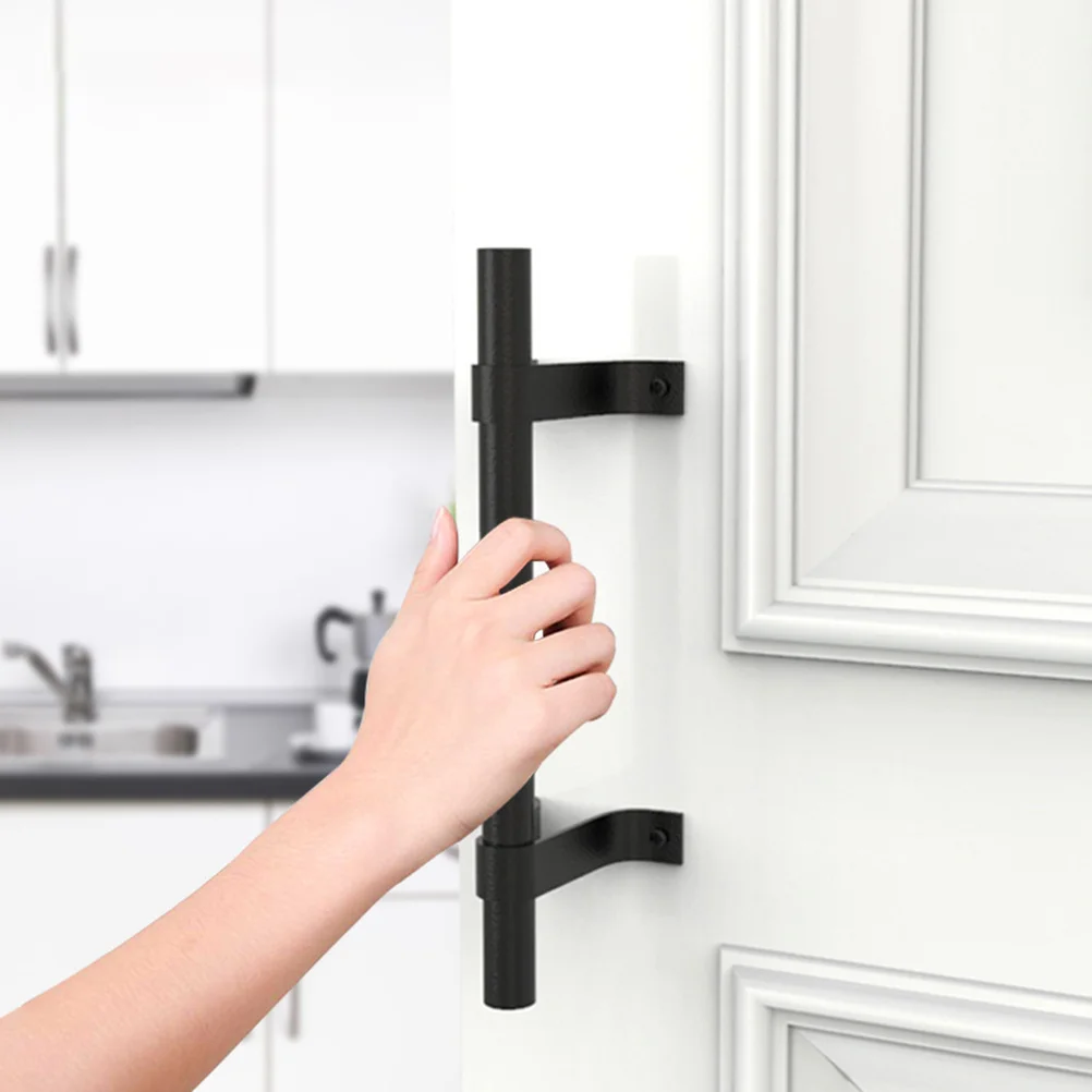 

Barn Door Handle Black Iron Pull Bar For Cabinet Wardrobe Cupboard Drawer Home Accessories Door Knob Grip