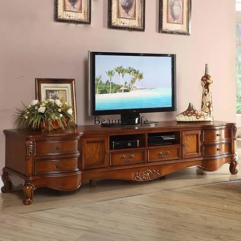 

yj15 American Solid Wood TV Cabinet European High-Grade Living Room Storage Cabinet