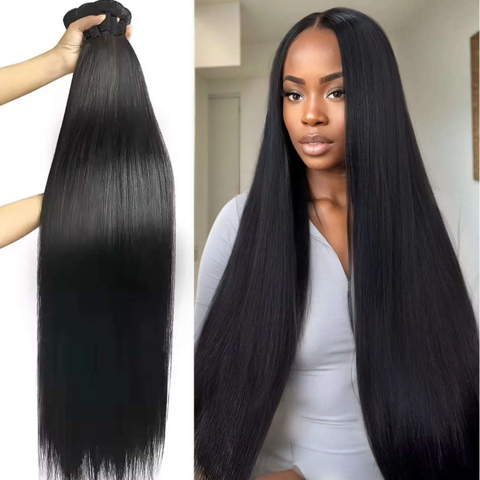 YKB Bone Straight Human Hair Bundles 30 32 Inch Vietnamese Raw 3 4 Bundle Deals 100% Original Remy Hair Weaving Extensions Bulk