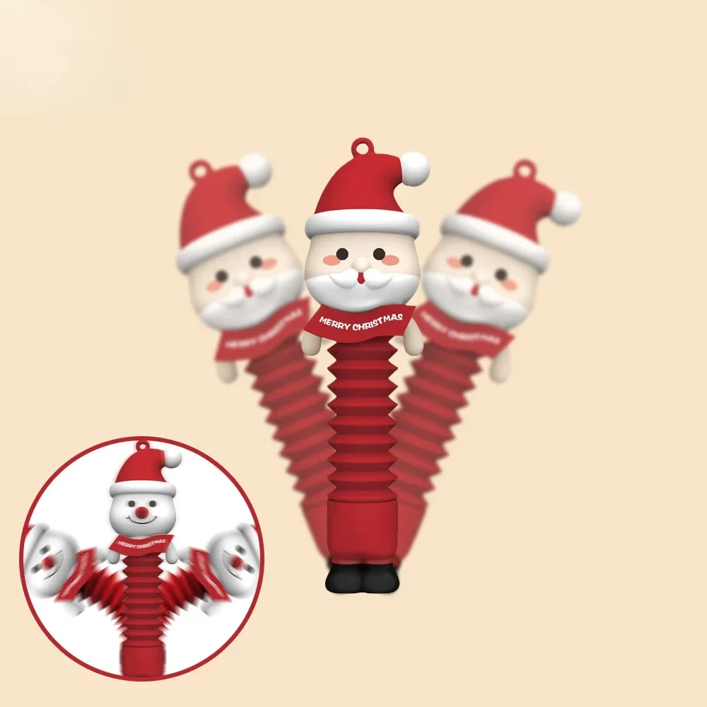 Christmas Decompression Telescopic Pop Tubes Fidget Toys Sensory Toy Swing Cool Light Lifelike Shape for Stress Anxiety Relief