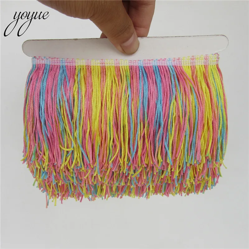 YOYUE 1Yard/lot 10CM Long Lace Fringe Trim Polyester Tassel Fringe Trimming Diy Latin Dress Stage Clothe Accessories Lace Ribbon