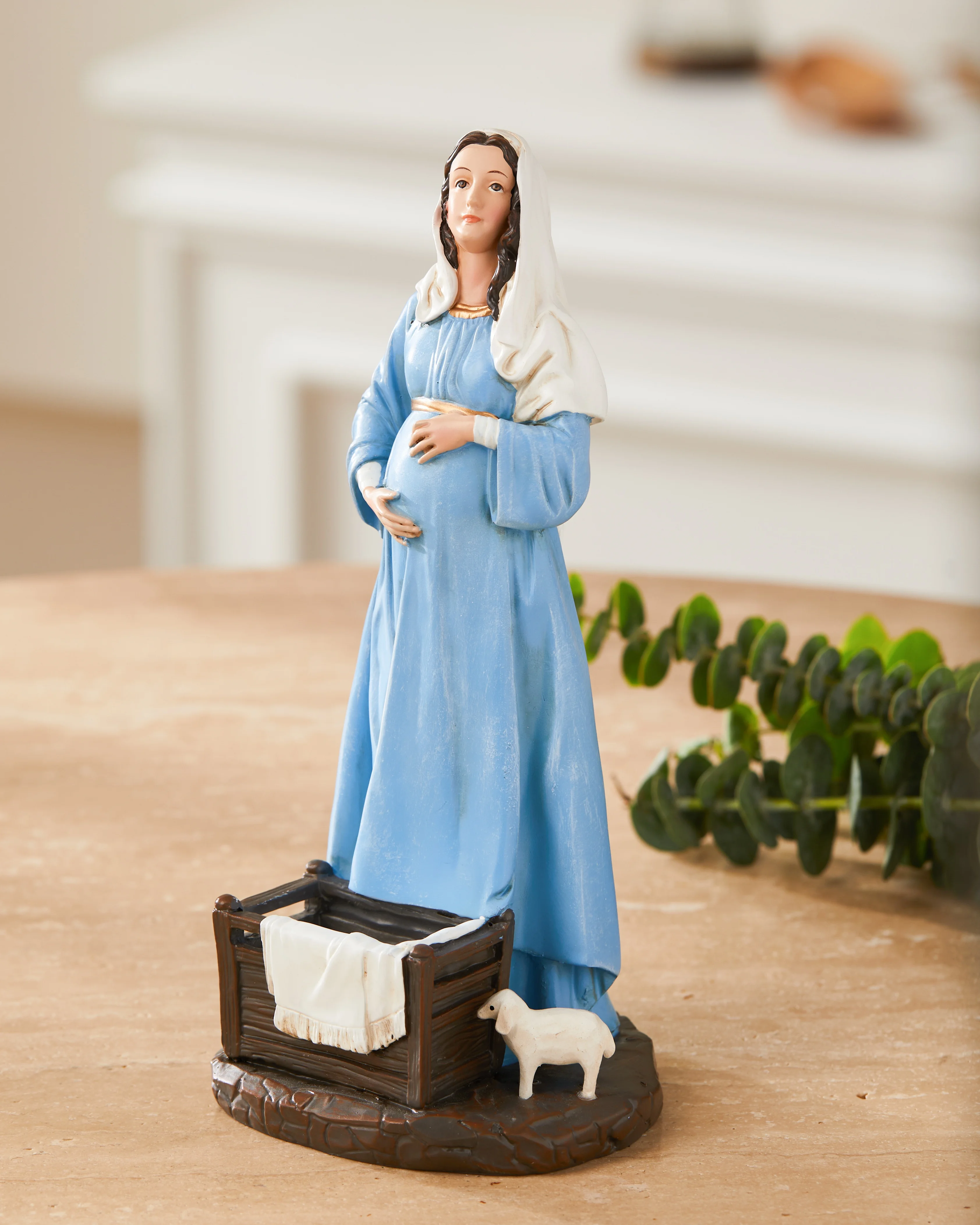 21cm Pregnant Virgin Mary Statue Resin Hand Painted Figurine, Catholic Religious Ornament, Home Church Tabletop Decoration, Bles