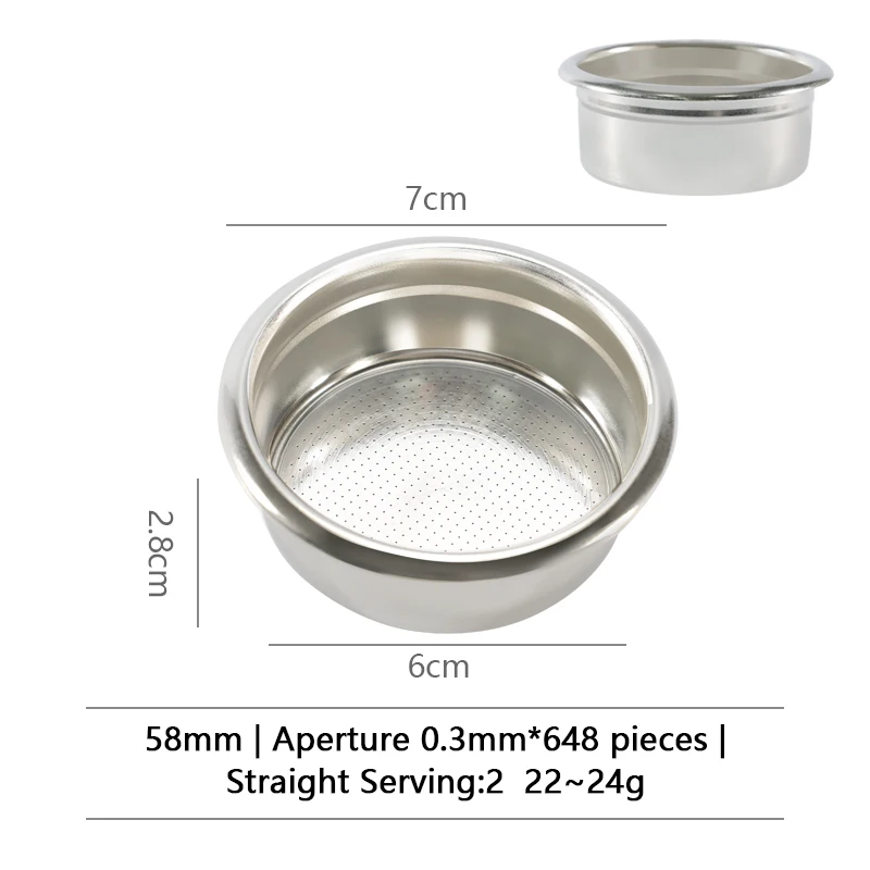 Kaffeefilterkorb 51mm 54mm 58mm Edelstahl Ersatz für Siebträger ohne Boden Pulverschale Barista Espresso-Werkzeuge – Detail 3